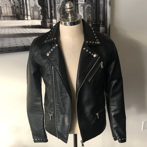 Forever 21 Studded Black Faux Leather Moto Jacket